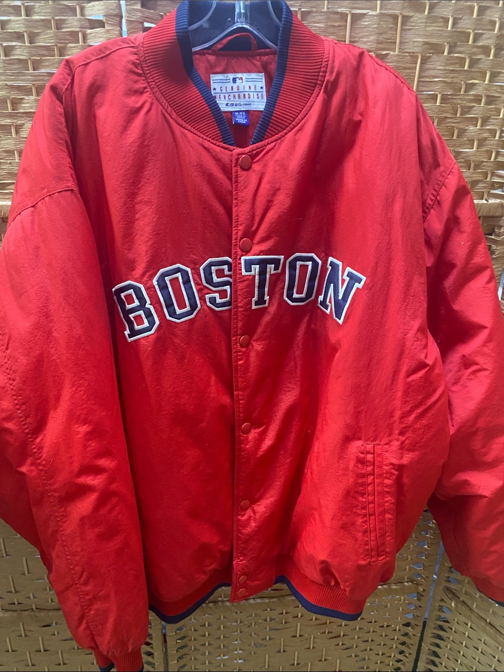 Boston Red Script Bomber Jacket - Red